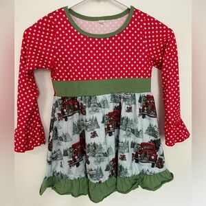 Boutique Christmas Polka Dot And Print Dress Girls 5-6